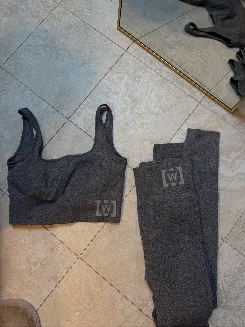 Wolford Gray heather workout set with logo #activewear #matching
